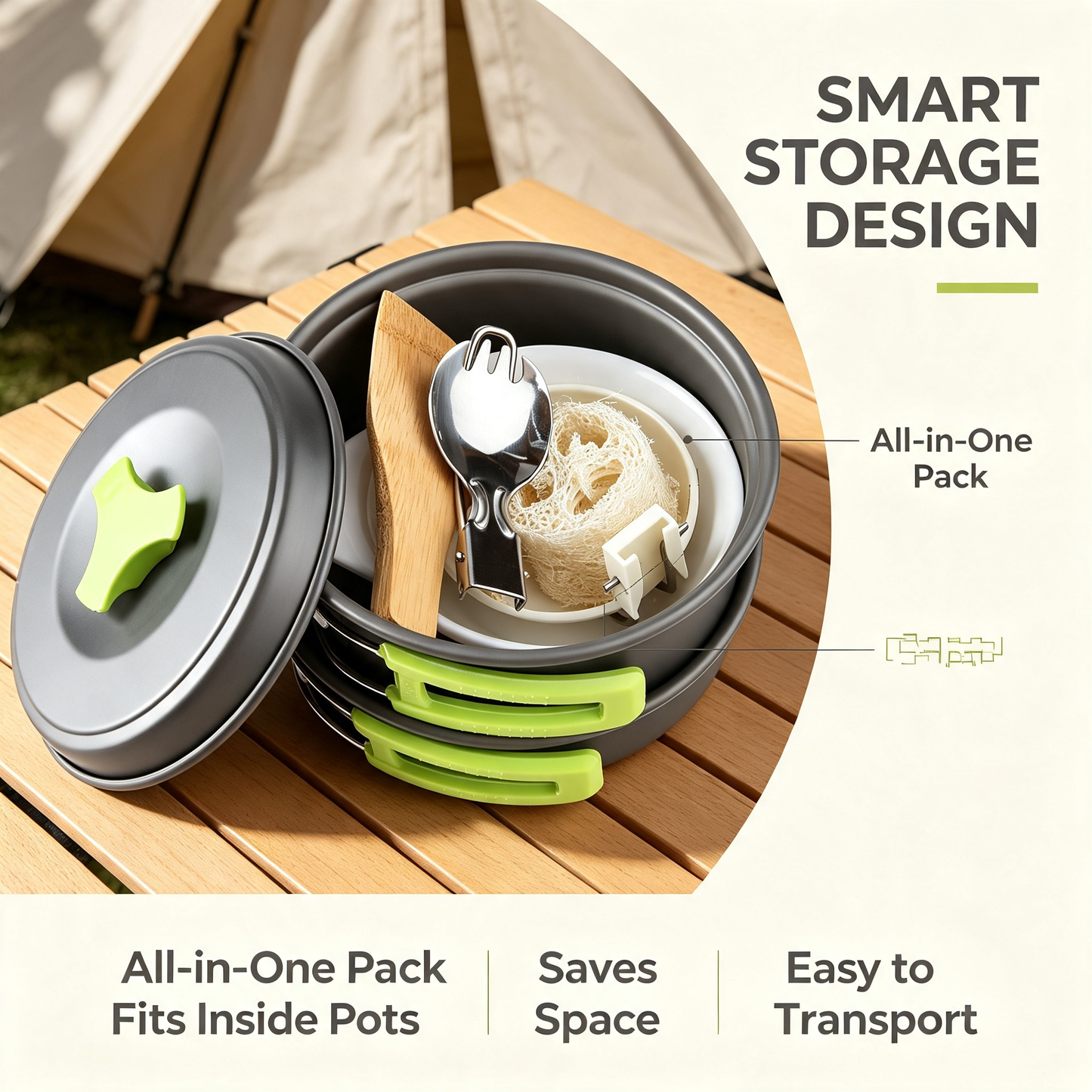Outdoor Camping Cookware Set with Storage Bag