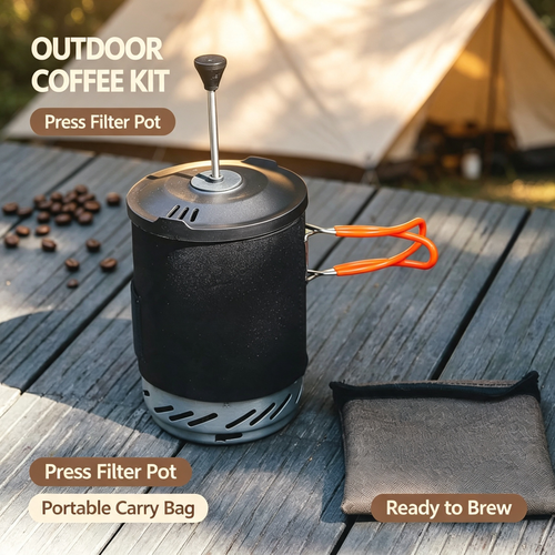 Outdoor Camp Coffee Maker with Press Filter
