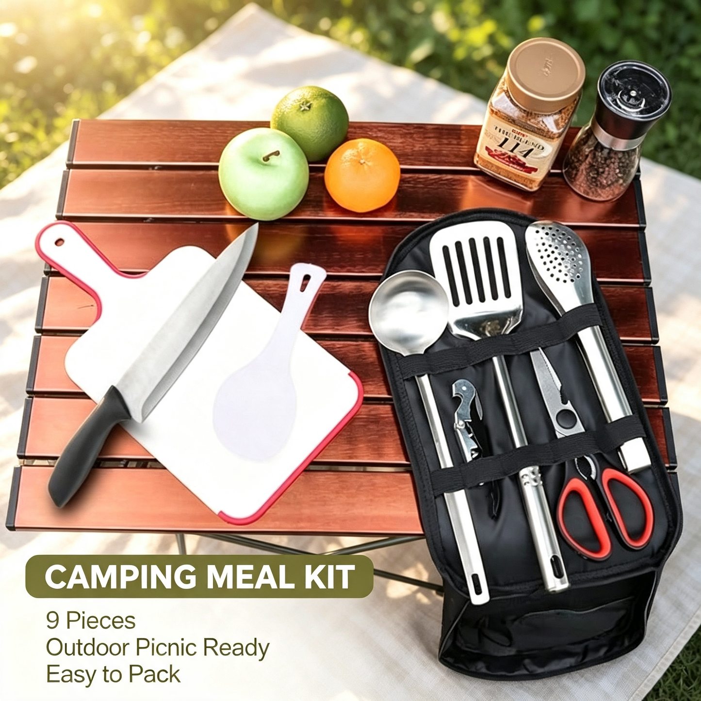 9-Piece Camping Cookware Set with Carry Bag