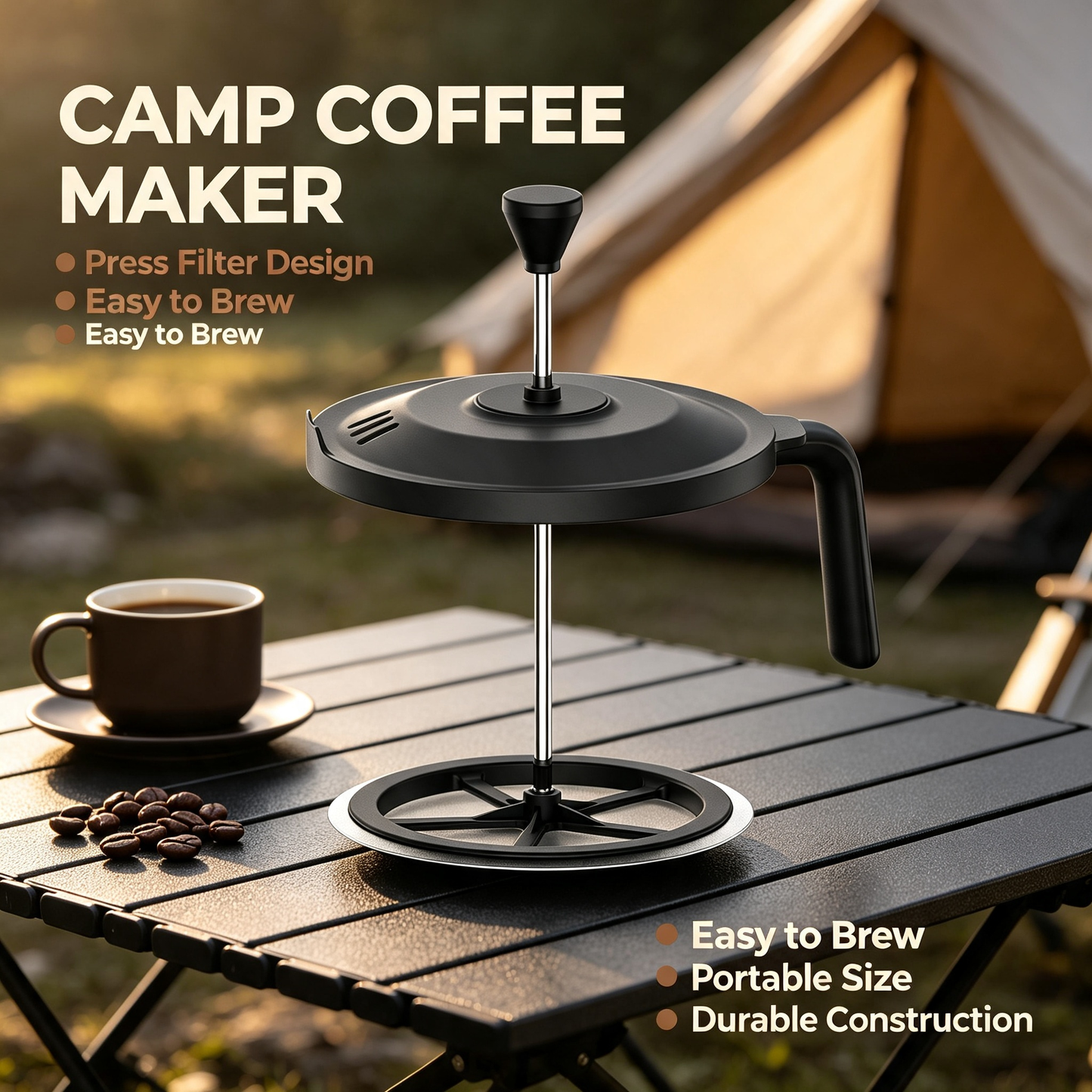 Outdoor Camp Coffee Maker with Press Filter