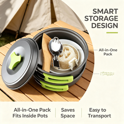 Outdoor Camping Cookware Set with Storage Bag