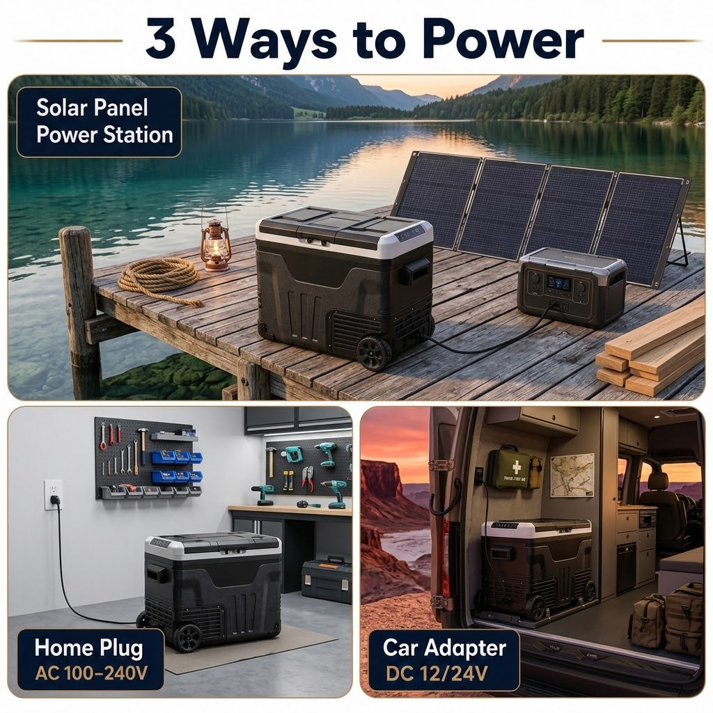 Livo™ 53QT Dual-Zone Fridge + FREE 100W Solar Panel