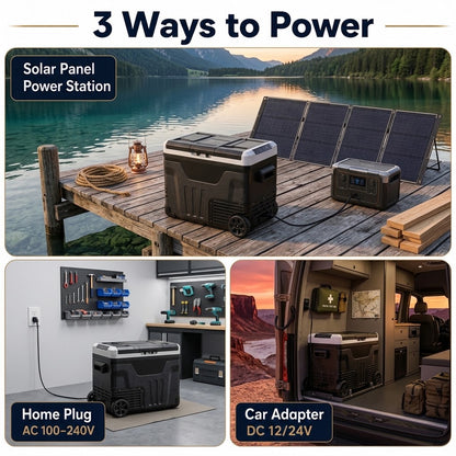 Livo™ 53QT Dual-Zone Fridge + FREE 100W Solar Panel