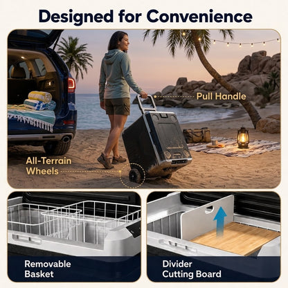 Livo™ 53QT Dual-Zone Fridge + FREE 100W Solar Panel