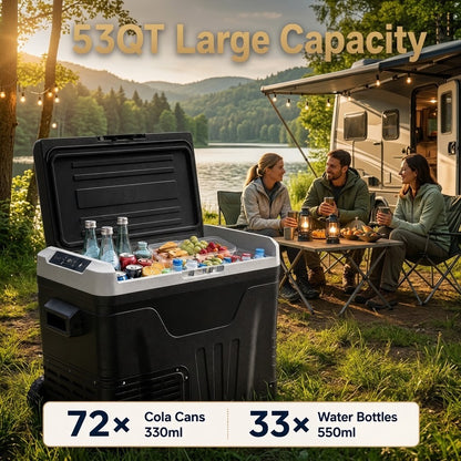 Livo™ 53QT Dual-Zone Fridge + FREE 100W Solar Panel