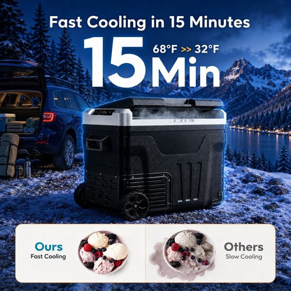 Livo™ 53QT Dual-Zone Fridge + FREE 100W Solar Panel