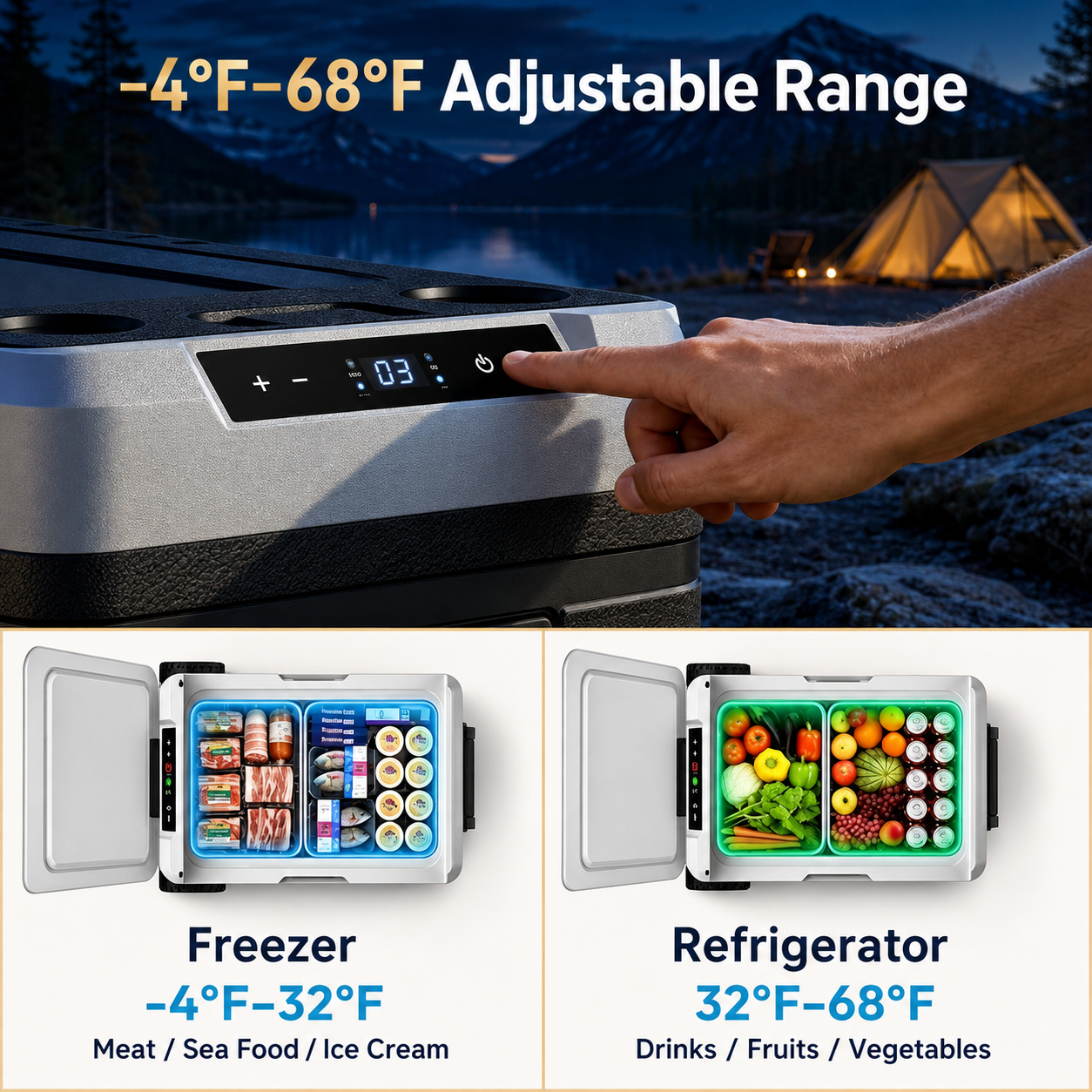 Livo™ 53QT Dual-Zone Fridge + FREE 100W Solar Panel